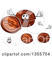 Clipart Of A Cartoon Face Hands And Walnuts Royalty Free Vector Illustration