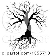 Clipart Of A Black Silhouetted Bare Tree Royalty Free Vector Illustration