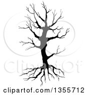 Clipart Of A Black Silhouetted Bare Tree Royalty Free Vector Illustration