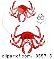 Poster, Art Print Of Cartoon Face Hands And Red Crabs