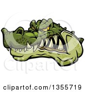 Poster, Art Print Of Cartoon Tough Angry Crocodile Mascot Head