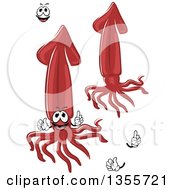 Poster, Art Print Of Cartoon Face Hands And Red Squids