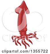 Clipart Of A Cartoon Red Squid Royalty Free Vector Illustration