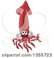Clipart Of A Cartoon Red Squid Character Royalty Free Vector Illustration