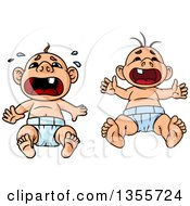 Clipart Of White Baby Boys Crying Royalty Free Vector Illustration