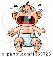 Clipart Of A White Baby Boy Crying Royalty Free Vector Illustration