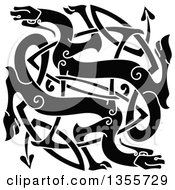 Clipart Of A Black Celtic Dragons Knot Royalty Free Vector Illustration