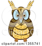 Poster, Art Print Of Brown Owl With Blue Around His Eyes And Nose