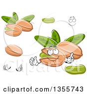 Clipart Of A Cartoon Face Hands And Pistachio Nuts Royalty Free Vector Illustration
