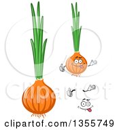 Clipart Of A Cartoon Face Hands And Yellow Onions Royalty Free Vector Illustration