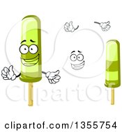 Clipart Of A Cartoon Face Hands And Lime Popsicles Royalty Free Vector Illustration