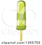 Clipart Of A Cartoon Lime Popsicle Royalty Free Vector Illustration