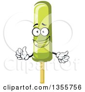 Clipart Of A Cartoon Lime Popsicle Character Royalty Free Vector Illustration