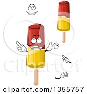 Poster, Art Print Of Cartoon Face Hands And Red And Yellow Popsicles