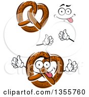 Clipart Of A Cartoon Face Hands And Soft Pretzels Royalty Free Vector Illustration