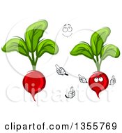Clipart Of A Cartoon Face Hands And Radishes Royalty Free Vector Illustration