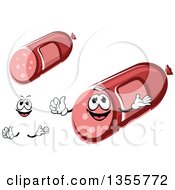 Clipart Of A Cartoon Face Hands And Salami Or Sausage Royalty Free Vector Illustration