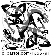 Poster, Art Print Of Black Celtic Knot Dragons