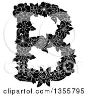 Poster, Art Print Of Black And White Floral Capital Letter B