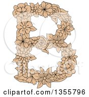 Poster, Art Print Of Tan Floral Capital Letter B