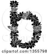 Poster, Art Print Of Black And White Floral Lowercase Letter B