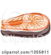 Clipart Of A Cartoon Salmon Steak Royalty Free Vector Illustration by Vector Tradition SM