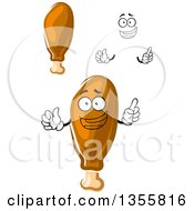 Poster, Art Print Of Cartoon Happy Face Hands And Chicken Drumsticks