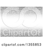 Clipart Of A Background Of Shiny Silver Mosaic And A White Center Royalty Free Vector Illustration