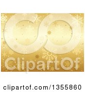 Clipart Of A Gradient Gold Christmas Background Of Snowflakes Royalty Free Vector Illustration