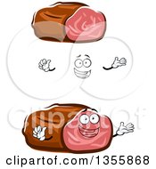 Clipart Of A Cartoon Face Hands And Roast Beef Royalty Free Vector Illustration