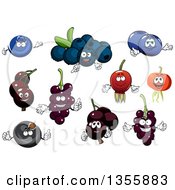 Poster, Art Print Of Cartoon Blueberry Currant And Black Currant Characters