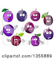 Clipart Of Cartoon Plum Characters Royalty Free Vector Illustration