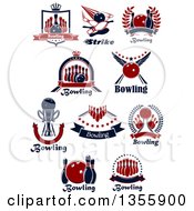 Clipart Of Bowling Sports Designs With Text Royalty Free Vector Illustration