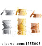 Poster, Art Print Of 3d Stacks Of Silver Gold And Bronze Coins