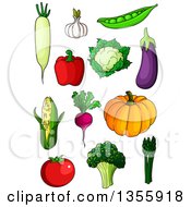Poster, Art Print Of Cartoon Produce Vegetables