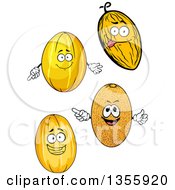 Clipart Of Cartoon Canary And Cantaloupe Melon Characters Royalty Free Vector Illustration
