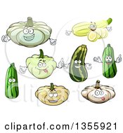 Cartoon Squash And Zucchini Characters