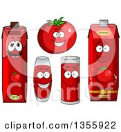 Happy Red Tomato Character And Juice