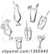 Poster, Art Print Of Black And White Sketched Cocktails