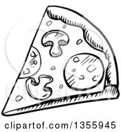 Poster, Art Print Of Black And White Sketched Pizza Slice