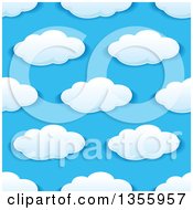 Clipart Of A Seamless Pattern Background Of Puffy Clouds In A Blue Sky Royalty Free Vector Illustration by Vector Tradition SM