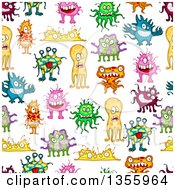 Poster, Art Print Of Seamless Background Pattern Of Colorful Germs Viruses Or Monsters