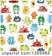 Clipart Of A Seamless Background Pattern Of Colorful Germs Viruses Or Monsters Royalty Free Vector Illustration