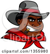 Poster, Art Print Of Black Male Cowboy Wearing A Red Bandana And Smoking A Cigar