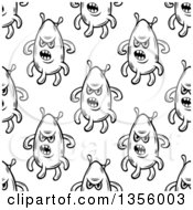 Poster, Art Print Of Background Pattern Of Black And White Amoeba Germs