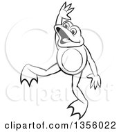 Poster, Art Print Of Cartoon Black And White Frog Dancing