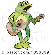 Poster, Art Print Of Cartoon Green Frog Playing A Guitar