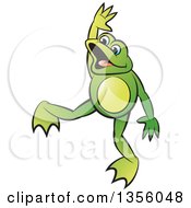Clipart Of A Cartoon Green Frog Dancing Royalty Free Vector Illustration by Lal Perera