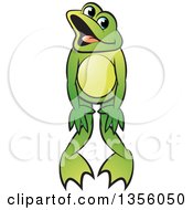 Clipart Of A Cartoon Green Frog Dancing Royalty Free Vector Illustration