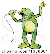 Poster, Art Print Of Cartoon Green Frog Singing